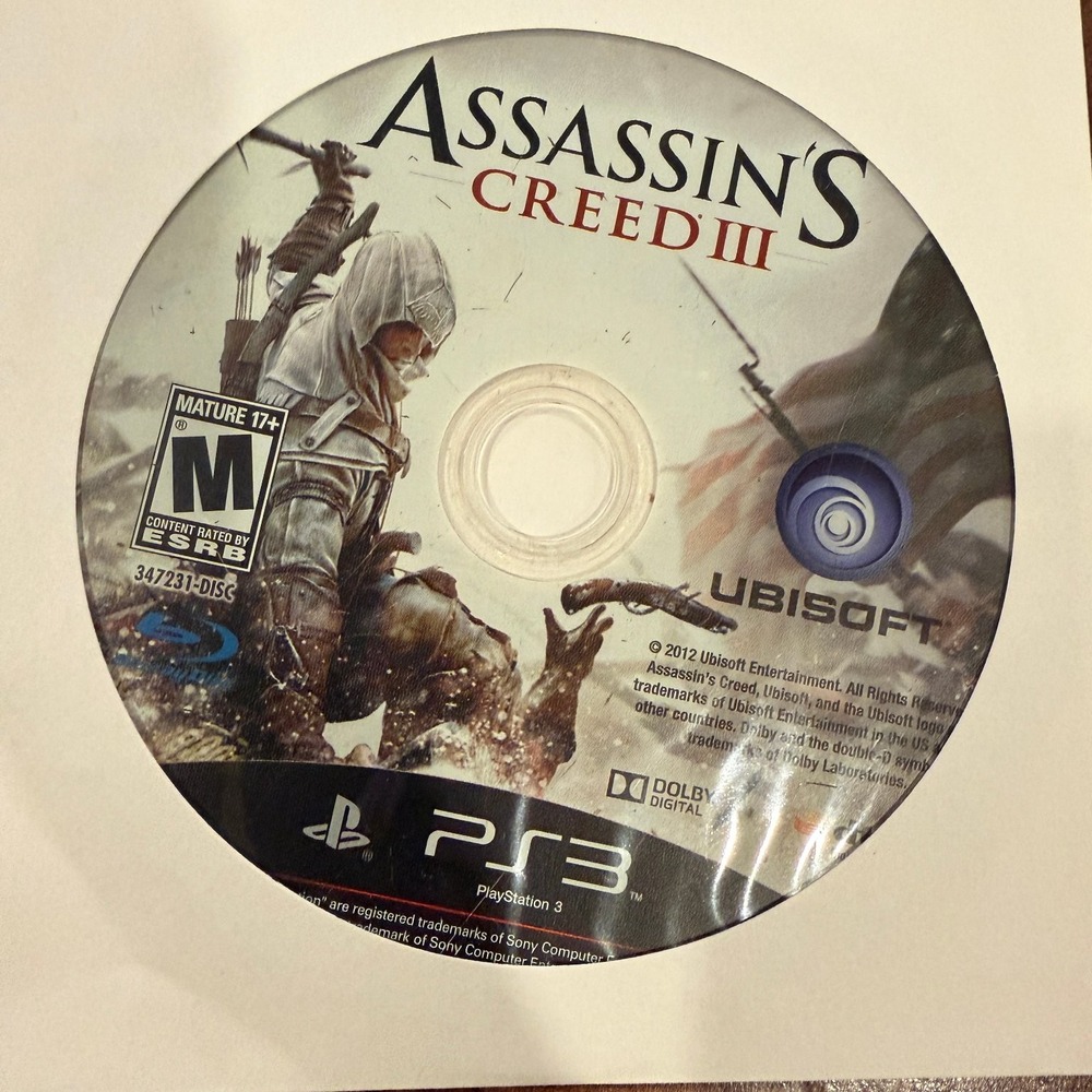 Assassins Creed III PlayStation 3 PS3 Video Game Action Stealth Disc Only 2012